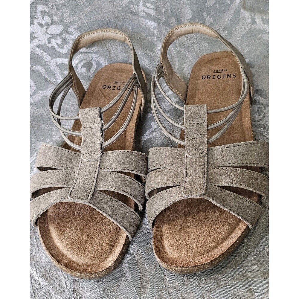 Earth Origins Suede Sling Back Laney Sedona Brown Women’s Sandals Size 7.5 Wide